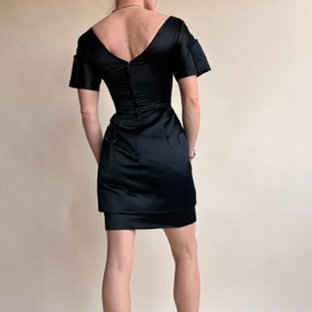 Raffaele 1950s Style Black Cocktail Dress - Boat Neck, Fits Modern 0